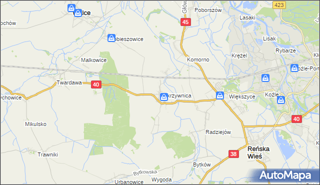 mapa Pokrzywnica gmina Reńska Wieś, Pokrzywnica gmina Reńska Wieś na mapie Targeo