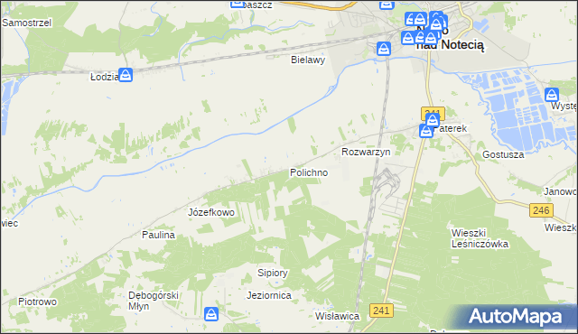 mapa Polichno gmina Nakło nad Notecią, Polichno gmina Nakło nad Notecią na mapie Targeo