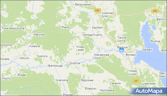 mapa Pólko gmina Michałowo, Pólko gmina Michałowo na mapie Targeo