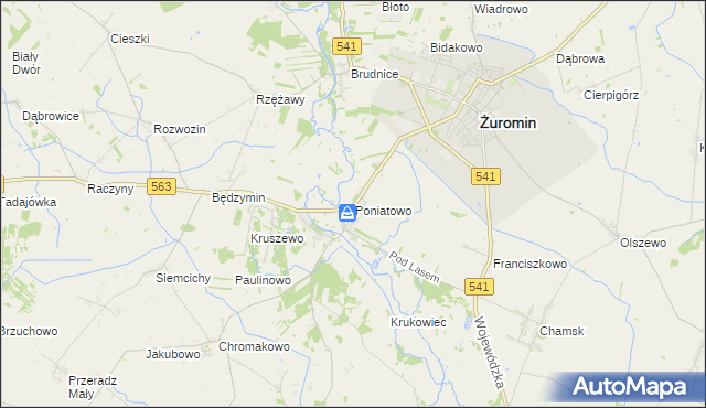 mapa Poniatowo gmina Żuromin, Poniatowo gmina Żuromin na mapie Targeo