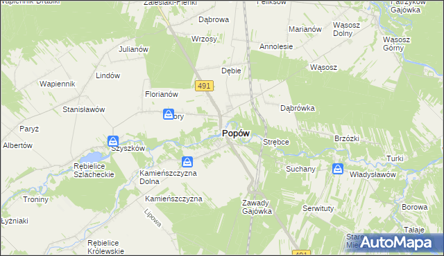 mapa Popów powiat kłobucki, Popów powiat kłobucki na mapie Targeo