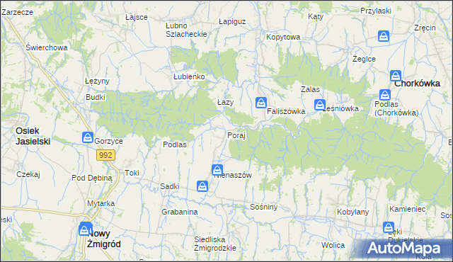 mapa Poraj gmina Chorkówka, Poraj gmina Chorkówka na mapie Targeo