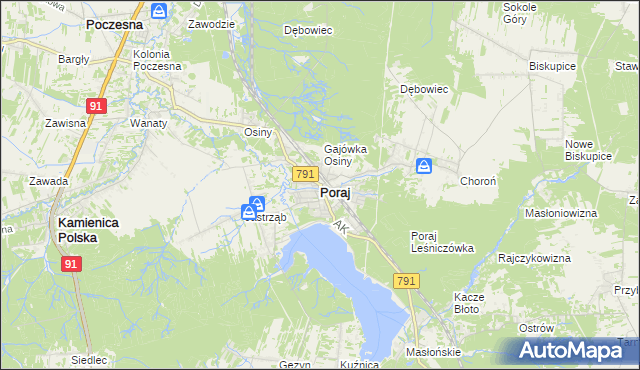 mapa Poraj powiat myszkowski, Poraj powiat myszkowski na mapie Targeo