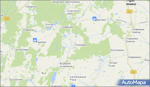 mapa Postołowo gmina Trąbki Wielkie, Postołowo gmina Trąbki Wielkie na mapie Targeo