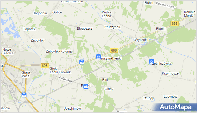 mapa Pruszyn-Pieńki, Pruszyn-Pieńki na mapie Targeo