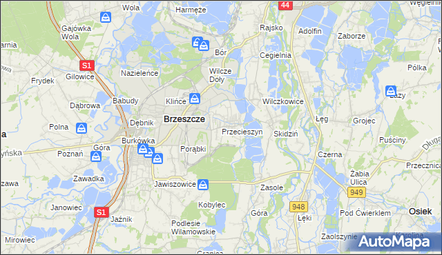 mapa Przecieszyn, Przecieszyn na mapie Targeo