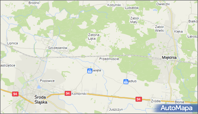 mapa Przedmoście gmina Środa Śląska, Przedmoście gmina Środa Śląska na mapie Targeo