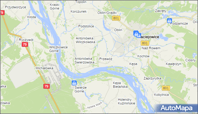 mapa Przewóz gmina Maciejowice, Przewóz gmina Maciejowice na mapie Targeo