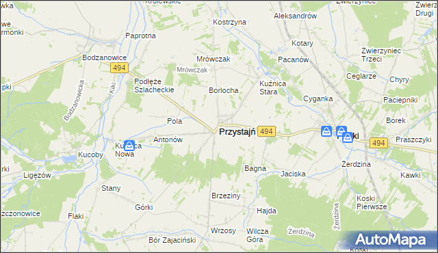 mapa Przystajń, Przystajń na mapie Targeo