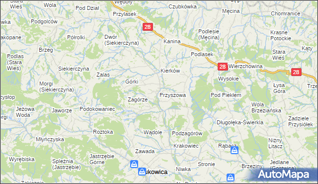 mapa Przyszowa, Przyszowa na mapie Targeo