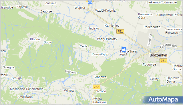 mapa Psary-Kąty, Psary-Kąty na mapie Targeo