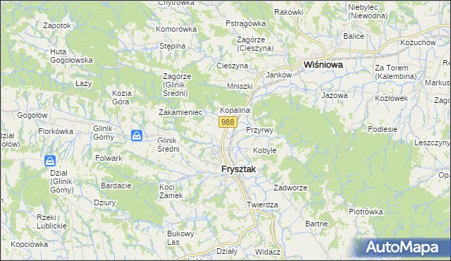 mapa Pułanki gmina Frysztak, Pułanki gmina Frysztak na mapie Targeo