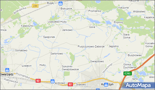 mapa Puszczykowo-Zaborze, Puszczykowo-Zaborze na mapie Targeo