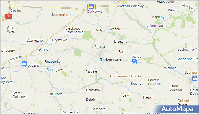 mapa Radzanowo, Radzanowo na mapie Targeo