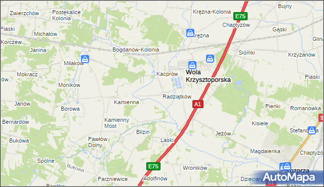 mapa Radziątków, Radziątków na mapie Targeo