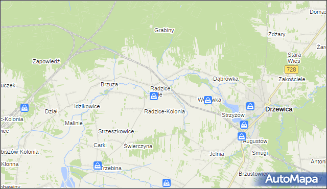 mapa Radzice Duże, Radzice Duże na mapie Targeo