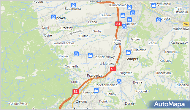 mapa Radziechowy, Radziechowy na mapie Targeo