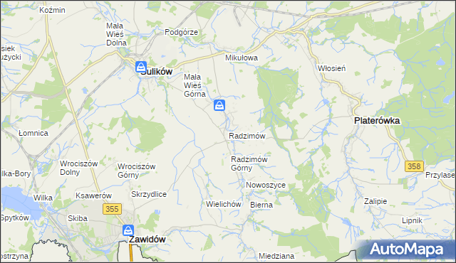 mapa Radzimów, Radzimów na mapie Targeo