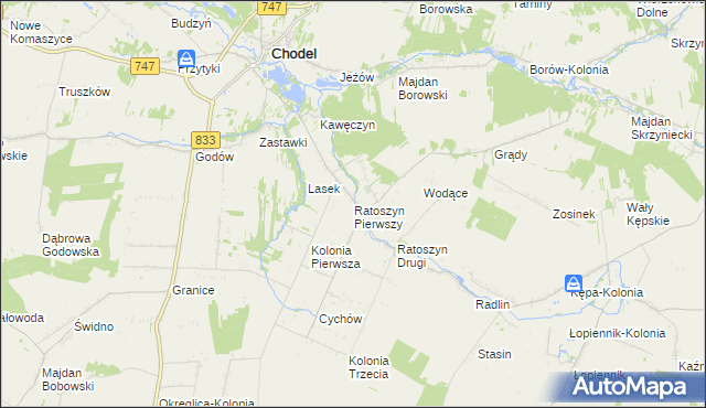 mapa Ratoszyn Pierwszy, Ratoszyn Pierwszy na mapie Targeo