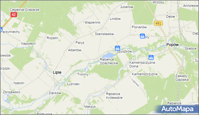 mapa Rębielice Szlacheckie, Rębielice Szlacheckie na mapie Targeo