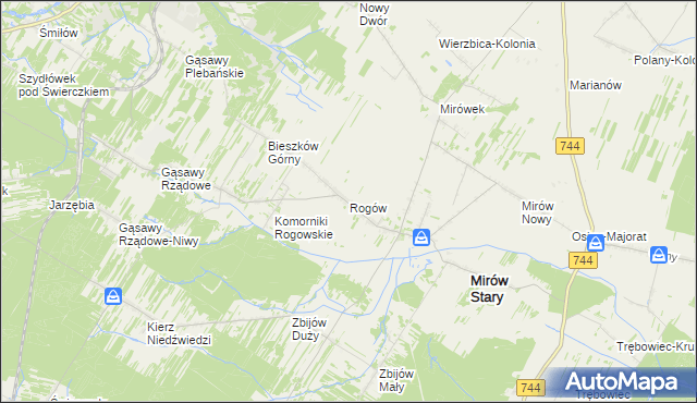 mapa Rogów gmina Mirów, Rogów gmina Mirów na mapie Targeo