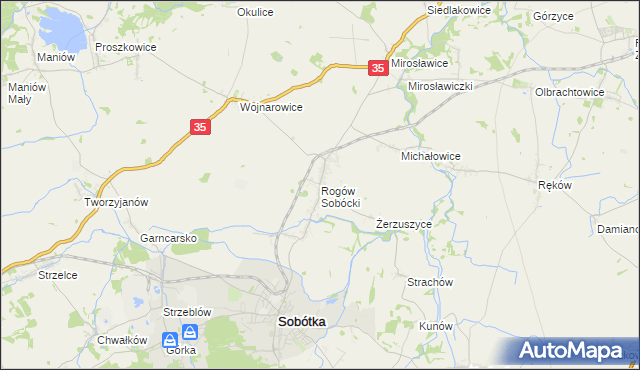 mapa Rogów Sobócki, Rogów Sobócki na mapie Targeo