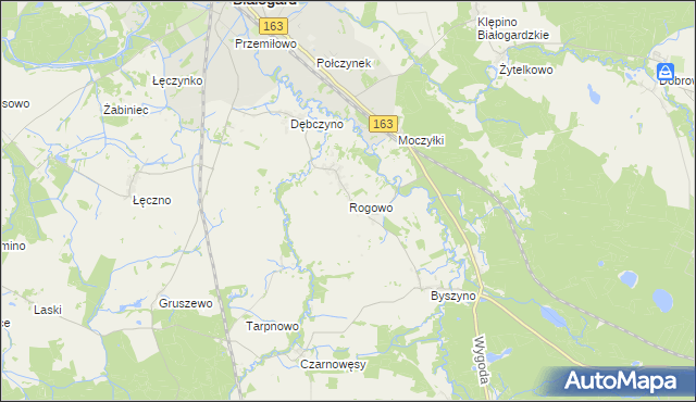 mapa Rogowo gmina Białogard, Rogowo gmina Białogard na mapie Targeo