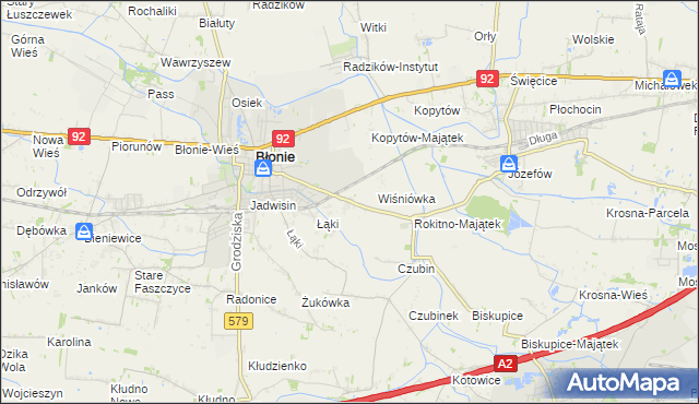 mapa Rokitno gmina Błonie, Rokitno gmina Błonie na mapie Targeo