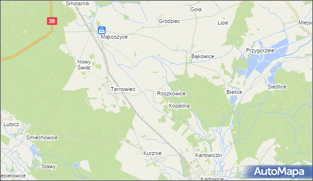 mapa Roszkowice gmina Lubsza, Roszkowice gmina Lubsza na mapie Targeo