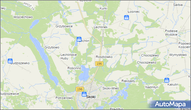 mapa Roszkówko gmina Skoki, Roszkówko gmina Skoki na mapie Targeo