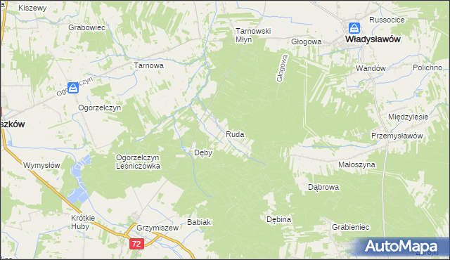 mapa Ruda gmina Tuliszków, Ruda gmina Tuliszków na mapie Targeo