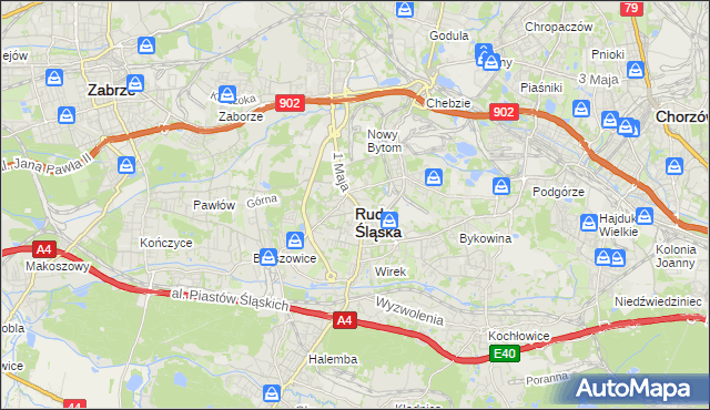 mapa Rudy Śląskiej, Ruda Śląska na mapie Targeo