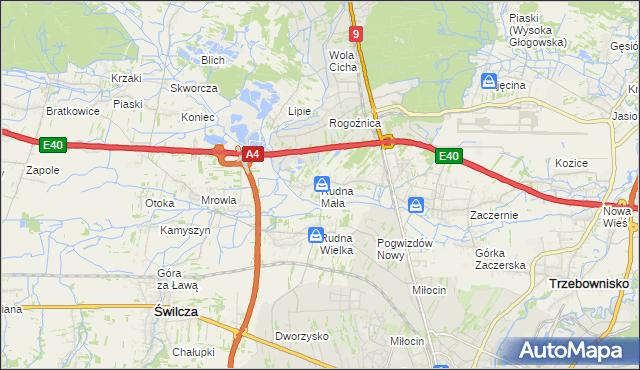 mapa Rudna Mała gmina Głogów Małopolski, Rudna Mała gmina Głogów Małopolski na mapie Targeo