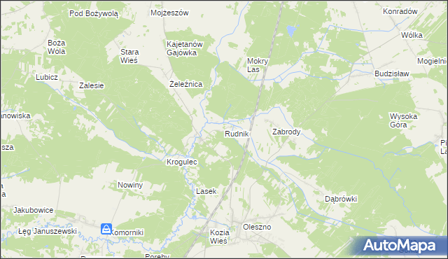 mapa Rudnik gmina Krasocin, Rudnik gmina Krasocin na mapie Targeo