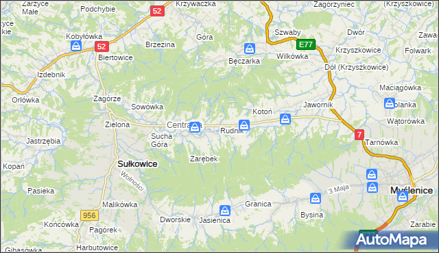 mapa Rudnik gmina Sułkowice, Rudnik gmina Sułkowice na mapie Targeo