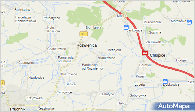 mapa Rudołowice, Rudołowice na mapie Targeo