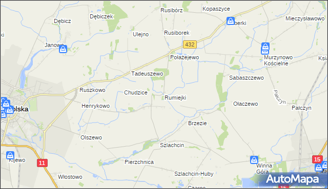 mapa Rumiejki gmina Środa Wielkopolska, Rumiejki gmina Środa Wielkopolska na mapie Targeo