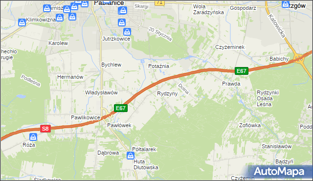 mapa Rydzyny, Rydzyny na mapie Targeo