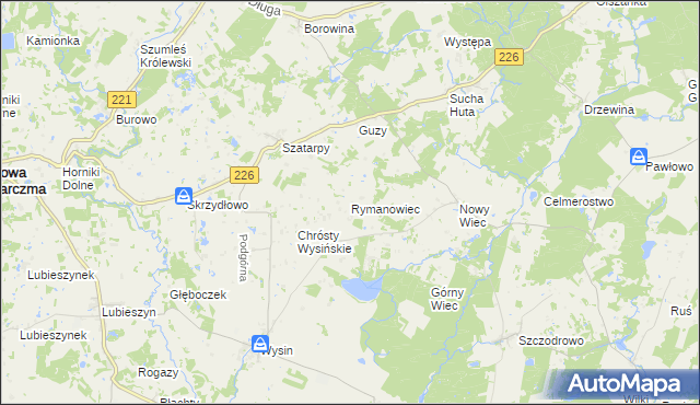 mapa Rymanowiec, Rymanowiec na mapie Targeo