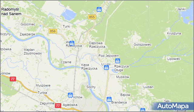 mapa Rzeczyca Okrągła, Rzeczyca Okrągła na mapie Targeo