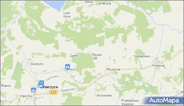 mapa Rzuski Las, Rzuski Las na mapie Targeo