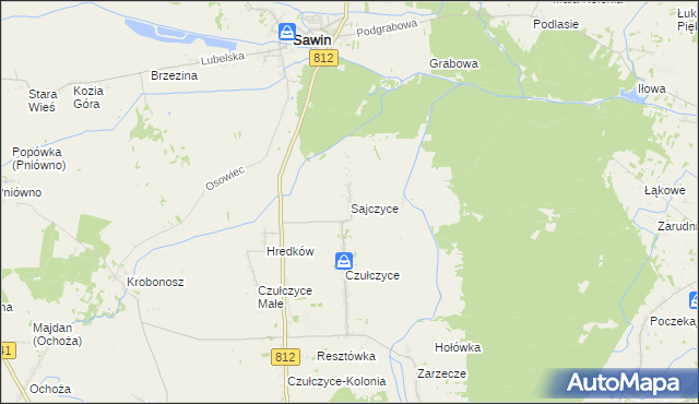 mapa Sajczyce, Sajczyce na mapie Targeo