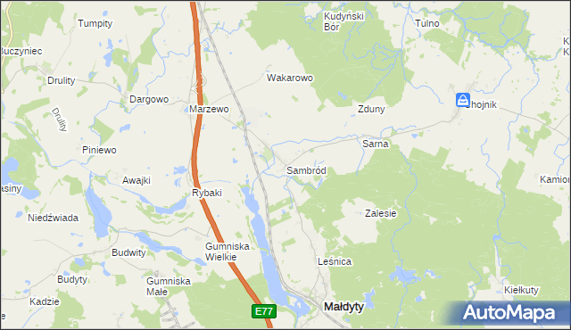 mapa Sambród, Sambród na mapie Targeo