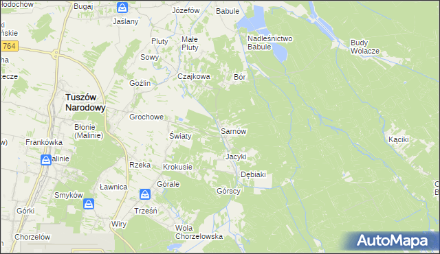 mapa Sarnów gmina Tuszów Narodowy, Sarnów gmina Tuszów Narodowy na mapie Targeo