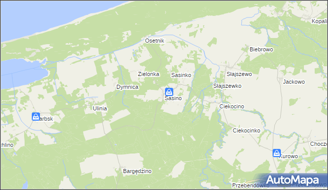 mapa Sasino, Sasino na mapie Targeo