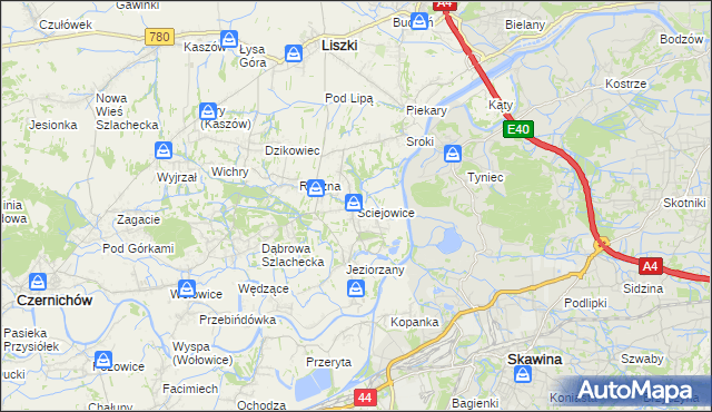 mapa Ściejowice, Ściejowice na mapie Targeo