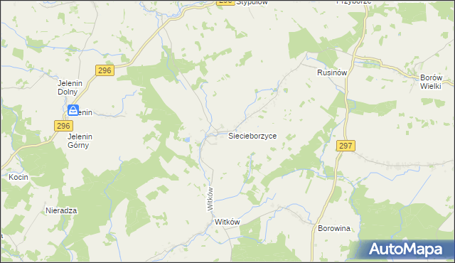 mapa Siecieborzyce, Siecieborzyce na mapie Targeo