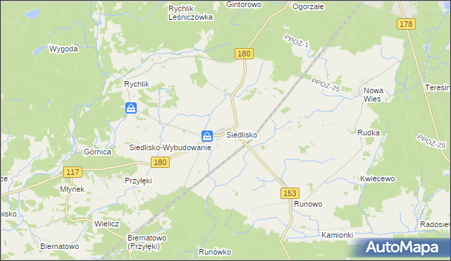 mapa Siedlisko gmina Trzcianka, Siedlisko gmina Trzcianka na mapie Targeo