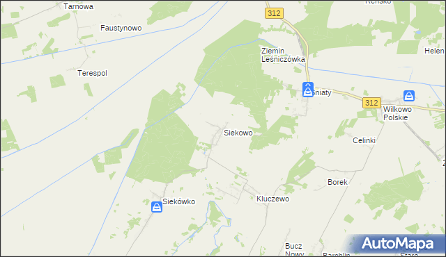 mapa Siekowo, Siekowo na mapie Targeo