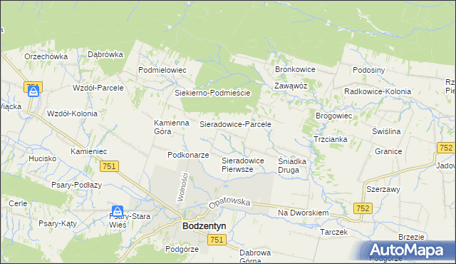 mapa Sieradowice Drugie, Sieradowice Drugie na mapie Targeo